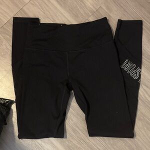 Black High-Waist Active Leggings with Side Logo